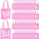 Sweetude It's a Girl Baby Shower Favor Bags Non Woven Treat Tote Bags with Handles Gender Reveal Party Supplies Thank You Gift Bag for Guests