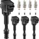 UF816 Ignition Coil Packs & 93175 Spark Plugs Compatible with Hyundai Elantra Kona Sonata Hybrid Veloster Kia Forte Optima Hybrid Soul 2.0L L4 2015 2016 2017 2018 2019 2020 2021 2022, Set of 4