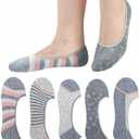 RYI 5-Pack No Show Socks for Women Size 6-9 Ankle Invisible Non-slip Athletic Socks, Size 5-9