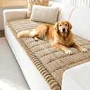 OTOB Sofa Covers for 3 Cushion Couch Washable, Fuzzy Non Slip Pet Friendly Couch Cover Protector Love Seat, All Seasons Soft Plush Furniture Bed Mats Sofa Slipcovers (Coffee, 31.5" x 70.9'')
