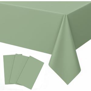 3 Pack Sage Green Plastic Tablecloth 54x108 inch Disposable Rectangle Table Cloth Waterproof Tablecloth for Baby Shower Family Dinners Holiday Parties