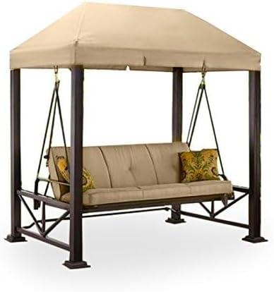 Garden Winds Custom Fit Replacement Canopy Top Cover Compatible with The Sullivan Point Swing - Classic Sand Beige, Riplock 350