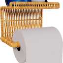 Synthetic Rattan Toilet Paper Holder with Shelf  Fits Mega Rolls, Boho Bathroom Decor Roll Holder for RV, Washroom, Kitchen  Water-Resistant Woven Tissue Dispenser (Natural, Screw Mount)