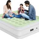 DIMAR GARDEN Queen Size Air Mattress with Built in Pump, Blow Up Mattress Inflatable Air Bed for Home, 18in Bed Height, Light Green