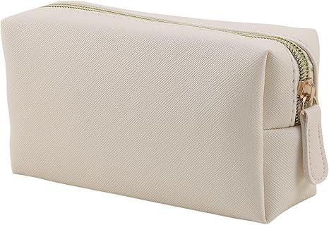 Apooliy Leather Makeup Bag for Purse Travel, Portable Small Cosmetic Organizer for Women and Girls, Makeup Bag with Zipper