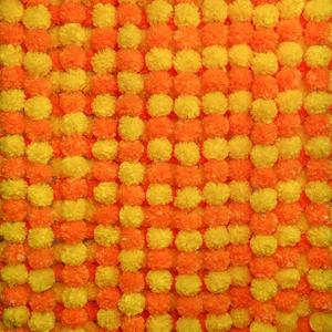 5Pcs Marigold Garland for Decoration,5 Feet Artificial Marigold Flowers Diwali Decorations for Home, Orange and Yellow Artificial Marigold Heads for Diwali Party, Indian Weddings, Halloween, Wreath