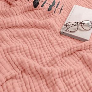 Comfy Cubs Muslin Throw Blanket - 50 x 60 Quilted Design - Lightweight, Breathable 6-Layer Gauze Fabric - Soft Cotton Blanket for Home or Travel - Packaged in Elegant Gift Box - Bold Blush