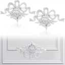 Pangda Corner Wall Molding French Style Wainscoting Panels Flora Moulding Corner Panel Wall Molding Kit for Cabinet Picture Frames Decor, Not Include Glue(2 Pcs,Coquette Bow Style)