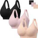 habibee Push Up Bras for Women Plus Size Wireless Full Coverage Bra for Large Breast, Seamless Everyday Bralette  Large