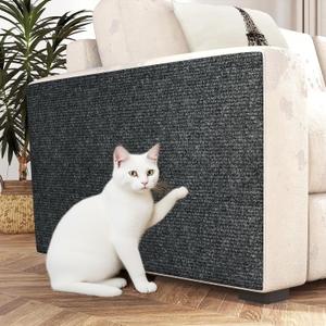 Decotalk Cat Wall Scratcher Adhesive Wall Scratchers for Indoor Cats Dark Grey Peel and Stick Carpet Walls Mounted Cat Scratching Pad 12"x78.7" Gray Corner Walls Scratching Post Furniture Protectors