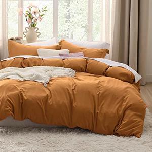 Bedsure Honey Ginger Duvet Cover King Size - 3 Pieces Prewashed Extra Soft Bedding Set, Includes 1 Duvet Cover 104x90 Inches with Zipper Closure & 2 Pillow Shams, Comforter Not Included