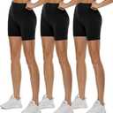 3 Pack High Waisted Biker Shorts for Women  3"/ 5"/ 8" Black Workout Yoga Compression Novelty Shorts for Running (Small-Medium)