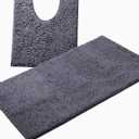 Bathroom Rugs Sets 2 Piece, Luxury Chenille Bath Mat Set, Soft Plush Anti-Slip Bath Rug + U-Shaped Toilet Mat. Microfiber Shaggy Carpet, Super Absorbent (24 x 36 & 20 x 24 U, Dark Grey)