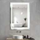28x20 inch LED Lighted Bathroom Mirror with Anti-Fog, Fashion Bathroom Decor Vanity Mirror with Dimmable, Smart Control, Memory, Adjustable Warm White/Natural/Daylight, Birthday Wedding Gift
