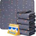 Sunheir Washable Pee Pads for Dogs 4-Pack Reusable Puppy Pads Pet Training Pads, Waterproof Dog Pee Pads for Crate, Whelping Pad, Non-Slip Protects Against Urine Leakage (Leaves - Deep Grey, 18x24)