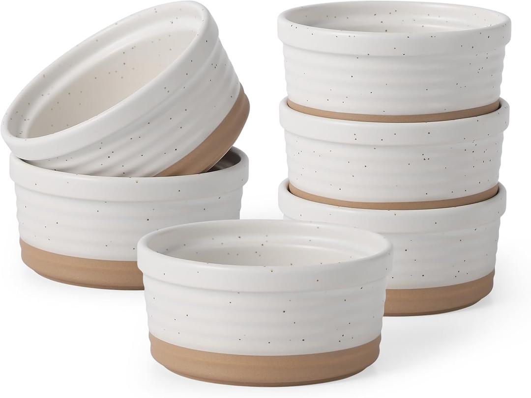 Frewinky Ceramic Ramekins 6oz,Creme Brulee Ramekins & Souffle Dishes for Oven,Small Baking-Dishes for Pudding,Lava Cakes,Serving Dip, Custard, Ice Cream,set of 6