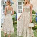 GRACE KARIN Women's 2026 Summer Floral Boho Dress Square Neck Strapped Swing A Line Sundress Beach Long Maxi Outfits M