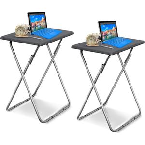 Garden 4 you Folding TV Tray Table TV Dinner Trays Tables for Eating,Stable Tv Trays Table 25In, Folding Tray Side Table, Foldable Snack Tables for Bed & Sofa, 15 x 18.9 x 26 in (Grey,2PC)