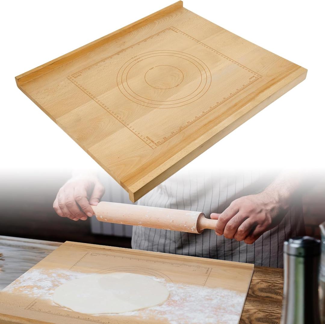 Reversible Wood Pastry Board 20"X24"with Engraved Ruler, 20"L x 40"W