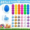 24 Pack Easter Egg Fillers with Easter Bunny Plush Easter Eggs with Toys Inside, Mini Easter Stuffed Animals Easter Eggs Hunts Party Favors Easter Basket Stuffers for Kids Toddler Teens Boys Girls