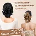 Black Ponytail Extension, 9" Short Claw Clip in Ponytail Hair Extensions Hair Piece Natural Soft Synthetic Curly Wavy Pony Tail Hair Pieces for Women