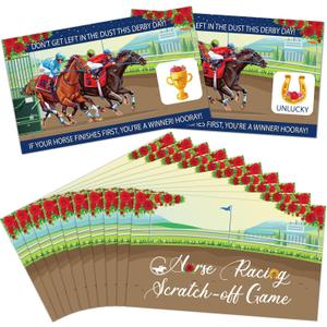 90shine 90Pcs Kentucky Horse Derby Scratch Off Cards Racing Game Party Favors Supplies Decorations