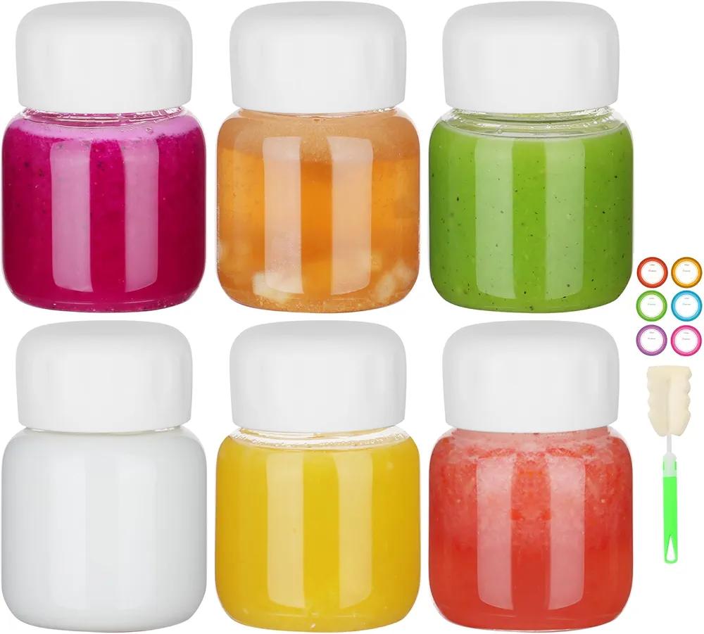 STARESIDE 10 oz Small Glass Water Bottle,6 Pack Reusable Glass Juice Bottle with Lids,300 ml Cute Milk Bottles Drinking Jars for Juicing,Homemade Smoothies, Kombucha