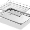 Upgraded LRAL302S LRAL303S Air Fryer Basket and Tray Replacement for LG Air Fryer Tray 304 Stainless Steel LG Stove Oven Parts Air Fry Basket Drip Pan Oven Airfryer Tray Rack, 1 Set