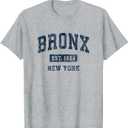 Bronx New York NY Vintage Athletic Sports Design T-Shirt (Gray, XL)