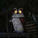 Garden Solar Owl Decoy Statue Outdoor Figurine Light Decor Glowing Eyes Spring Mounted Wobblying Head Resin Sculpture Decoration for Home Porch Patio Lawn Farm Yard Housewarming Ornament Gift
