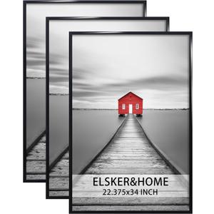 ELSKER&HOME 22.375 x 34 Poster Frame 3 Pack, Black Picture Frame for Horizontal or Vertical Wall Mounting, Sturdy and Scratch-proof