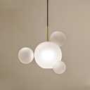 MIXL- Frosted Glass Bubble Pendant Light,4-Balls White Glass Chandelier, Art Deco Kitchen Island Lighting, Modern Ceiling Hanging Lamp for Living Room Dining Room and Hotel