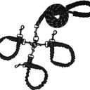 Dog Double Leashes,Rope Bungee Three Leash with Padded Handle Removable for 3 Dogs,Tangle-Free, Padded Handles, 360 Swivel Control (Black, 3 Way)