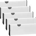 JONYJ Drawer Dividers Organizer 5 Pack, Adjustable Separators 4" High Expandable from 11-17" for Bedroom, Bathroom, Closet,Clothing, Office, Kitchen Storage, Strong Secure Hold, Foam EndsWhite