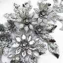 1938cm 3D Colorful Flower Mesh Embroidered Rhinestone Lace Beaded Applique with Sequins DIY Lace Fabric Trim for Clothes Accessories Hardware (Gray)