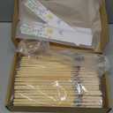 50 Pairs Cherry Blossom Chopsticks Bulk with Sleeved Blue Flower Disposable Bamboo Eucalyptus Chopsticks Wedding Favors Chinese Japanese Food Supply for Takeout Picnic(Wildflower)