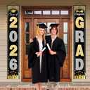 2 x OHOME Graduation Decorations 2026 2027 - Black Gold Congrats Grad Porch Banner for Graduation Party Decorations - Class of 2026 - Party Favors Supplies Backdrop Yard Signs Decor (Black)