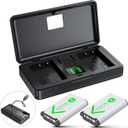 NP-BX1 Battery(2 Pack) and Charger(2CH) Set,Camera Accessories kit for Sony Lithium Ion NP-BX1,RX100 VII/VIII,ZV1 II,ZV1F,ZV-1F,DSC-HX400,RX1 Rechargeable Dual Batteries Case,Replacement Attachments