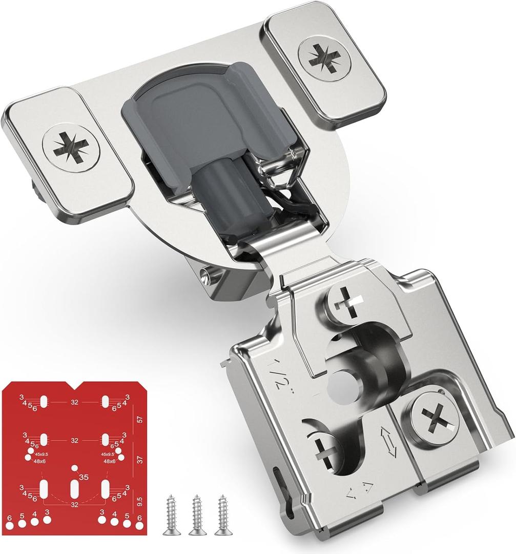 Chibery 60 Pack 1/2" Overlay 3D Soft Close Concealed Hinge for Face Frame Door, Self Closing Hinges, 105 Smooth Slow Close Quite, Hidden Stainless Steel Hinge for Kitchen Cabinet Door, Satin Nickel