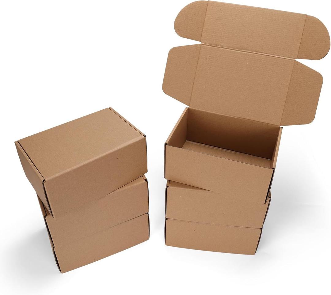 9x6x4 Shipping Boxes Set of 6, Small Cardboard Boxes for Packaging, Brown Mailing Boxes for Small Business