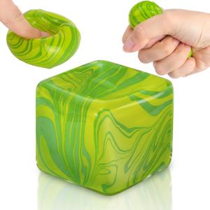 2 x 1 Pcs Stress Cube Bulk Ice Cube Stress Ball Anxiety Relief Soft Squeeze Sensory Ball for Party Favors Prizes Goodie Bag Stuffers (Lime Green)