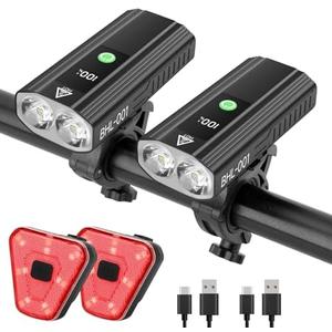 Super Bright Bike Lights for Night Riding, 5000mAh USB C Rechargeable LED Bicycle Light Front and Rear, 2000 Lumens Headlight and Back Tail Light Set for Road Mountain