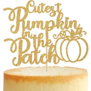 2 x Cutest Pumpkin in the Patch Cake Topper, Fall Pumpkin Birthday Decorations, Little Pumpkin Themed Baby Shower/Gender Reveal Party Decorations