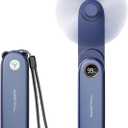 SWEETFULL Portable Handheld Mini Fan with LED Display, 3-in-1 Personal Foldable USB Rechargeable Hand Held Fan & Flashlight for Travel, Lash Eyelash, Cute Small Pocket for Women, Girls (Blue)