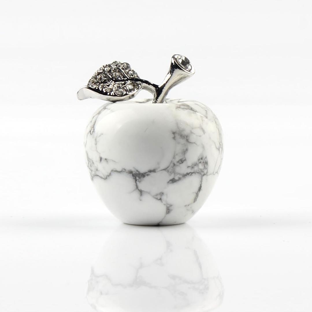 30mm Howlite Stone Carved Apple Statue Desk Decor Collectible Figurine