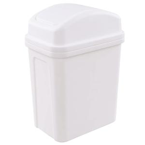2 Gallon Small Waste Basket with Swing-Lid, Plastic Swing-Top Trash Can, White