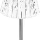 Cordless Touch Table Lamp, LED Rechargeable Small Dask Lamp, 3 Colors Dimmable Battery Operated Crysta Lamp for Bedroom Restaurant Kitchen Home Decor,Silver