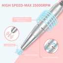 MOCOWIND Portable Nail Drill Professional 35000 RPM, Rechargeable Electric Nail File Machine Cordless E-File for Acrylic Gel Polishing Removing with Bits Kit for Manicure Salon Home, Pink
