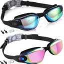 2 x Swim Goggles, 2 Pack Swimming Goggles Anti Fog No Leaking UV Protection Wide View For Adult Women Men Youth (Blue&pink)