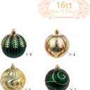 3.15" Luxury Christmas Tree Balls Ornaments, 16Pcs Colored Shatterproof Plastic Hanging Ornaments Set for Christmas Trees Decor/Wedding/Holiday/Party (Gold & Green)